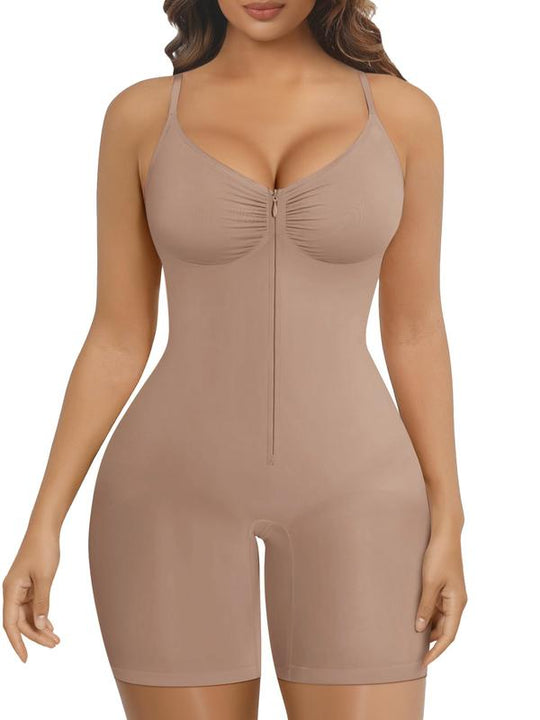 💐60% OFF 👗Women's Zip-Up Tummy Control Bodysuit – Ultra Stretch Breathable Mesh, Comfort Fit