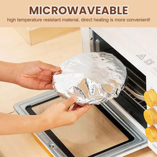 🥡🍲 Aluminum Foil Heat-Retaining Cover – Locks heat for hours, microwave safe. Reusable, eco-friendly. Keep every meal hot! ♻️✨