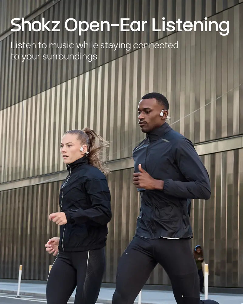 High Quality Headphones - Open Ear Earphones with Bone Conduction Tech, Sweat-Resistant Sports Headset for Workouts, Deep Bass Audio & Smart Mic