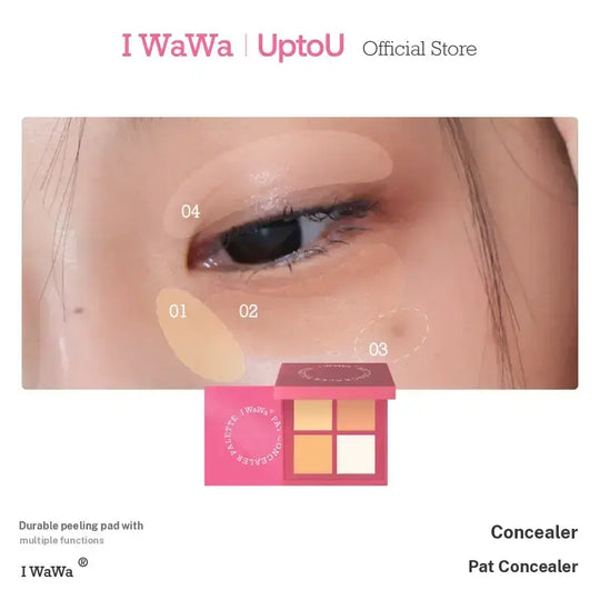 【I WaWa】 A Color Correcting Concealer Palette, 4 Shades, for Brightening and Defining, Hides Dark Circles and Dark Spots