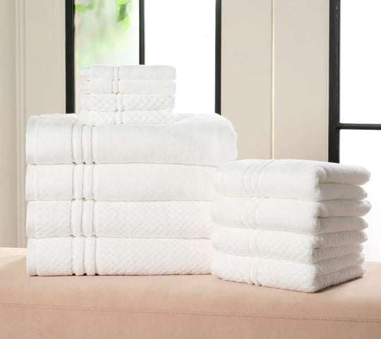 Home Reflections 100% Cotton Solid & Texture 12-pc Towel Set
