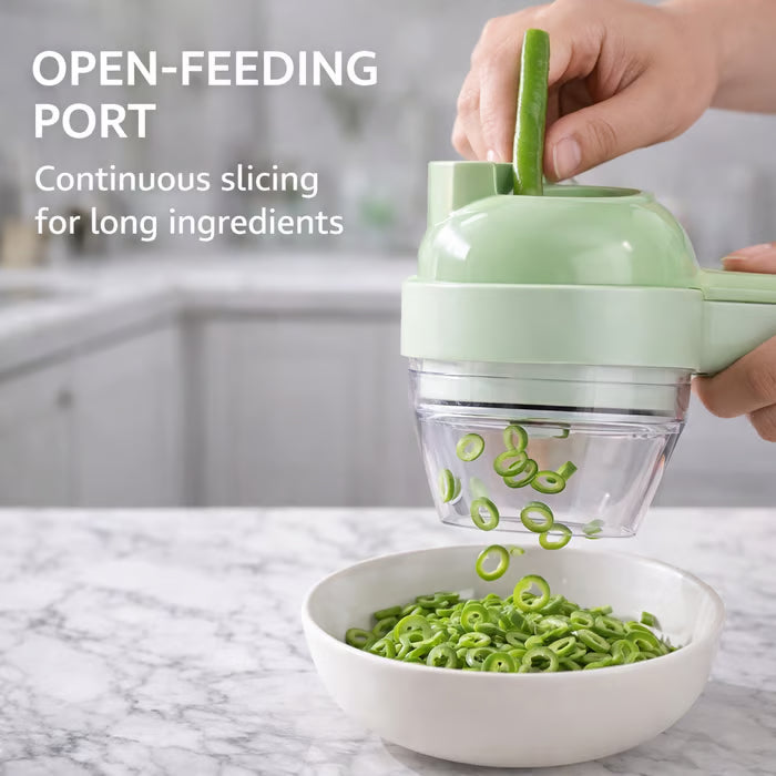 4-in-1 Handheld Electric Vegetable Cutter | Slice, Mince & Clean in Seconds