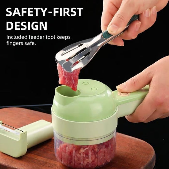 4-in-1 Handheld Electric Vegetable Cutter | Slice, Mince & Clean in Seconds