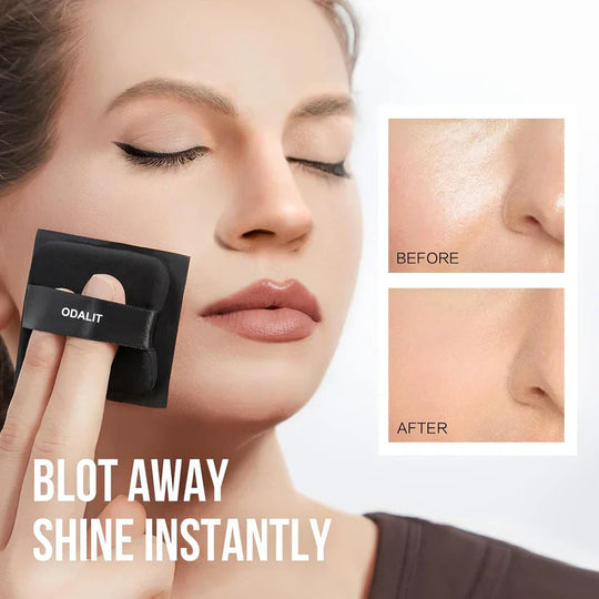 ⏰ПОСЛЕДЕН ДЕН - КУПЕТЕ 1, ПОЛУЧЕТЕ 1 БЕЗПЛАТНО!!💝Черен магнитен лист за фиксиране на попивателно масло с пудра, попивателно масло за по-голям контрол, поддържа свежест 2 в 1