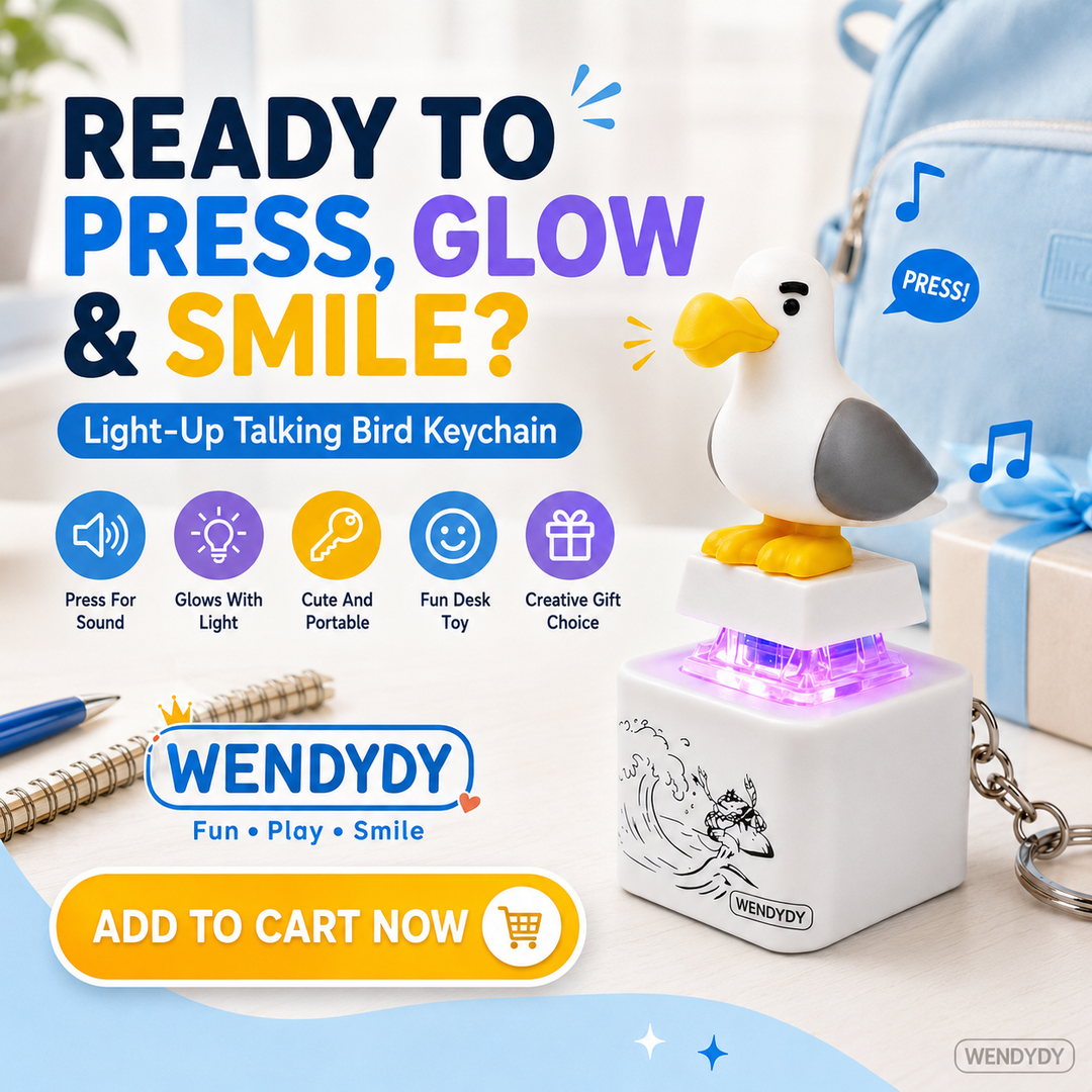 Seagull MINE! Button Keychain-Real Sound & LED Light, Funny Interactive Gift for Friends & Family summerwins