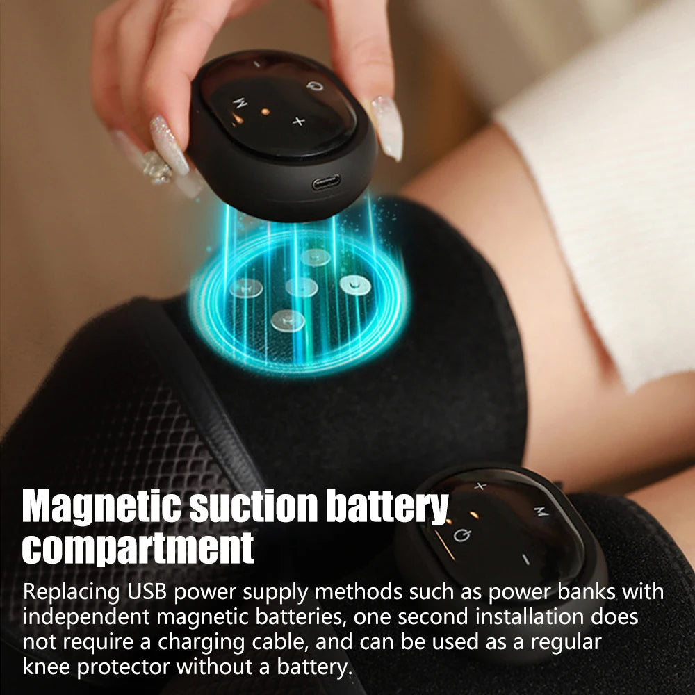 Uppvärmd knäbrunfrap med massage, vibrationsknäsmassager med värmeplatta för knä, benmassager, FSA eller HSA berättigade, uppvärmd knäskydd för stressavlastning