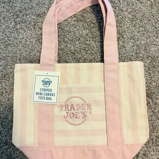 Striped Canvas Tote Bag - Cute Versatile Reusable Handbag