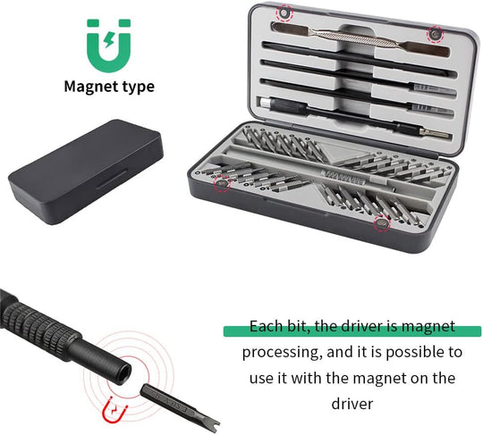 26 in 1 Precise Screw Driver Bit Set, 20 Bits (Phillps, Slotted, Torx, Hex and other 5 kinds of Bits), Flexible Shaft
