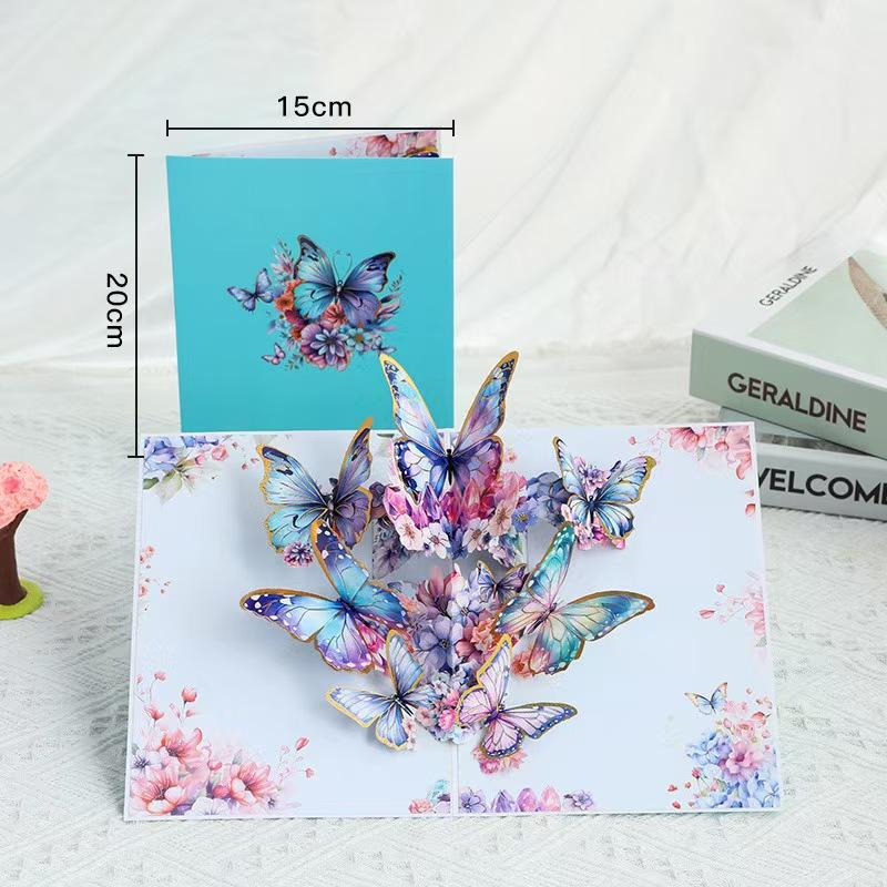 【Regalo creativo】Tarjeta de felicitación de mariposa emergente 3D con sobre, tarjeta de cumpleaños creativa de 2 unidades, tarjeta de agradecimiento, tarjeta de felicitación navideña, regalo para familiares, amigos, profesores y amantes de las mariposas
