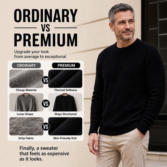 ✨Timeless Comfort | Men's Soft Crew-Neck Sweater with Ribbed Hem