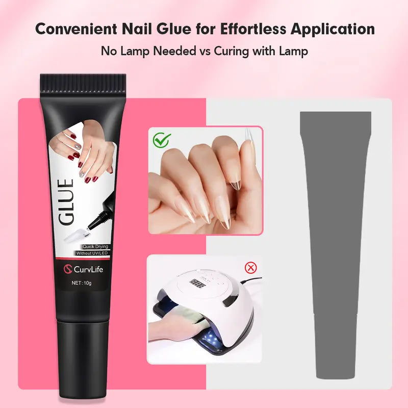 ✨ PROMO 50% OFF! 💅Semi-Liquid Nail Glue 10s Drying No UV – Anti-Drip Gel Ultra Strong Hold, Precision Remover 2-3min, Safe No Burning 🔥