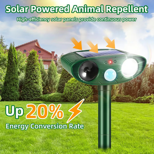 Solar-Powered Animal Repeller, Deer Repellent Devices, Waterproof Ultrasonic Pest Repellent