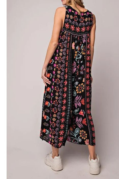 🔥HOT SALE💃✨Vintage Print Loose Sleeveless Jumpsuit