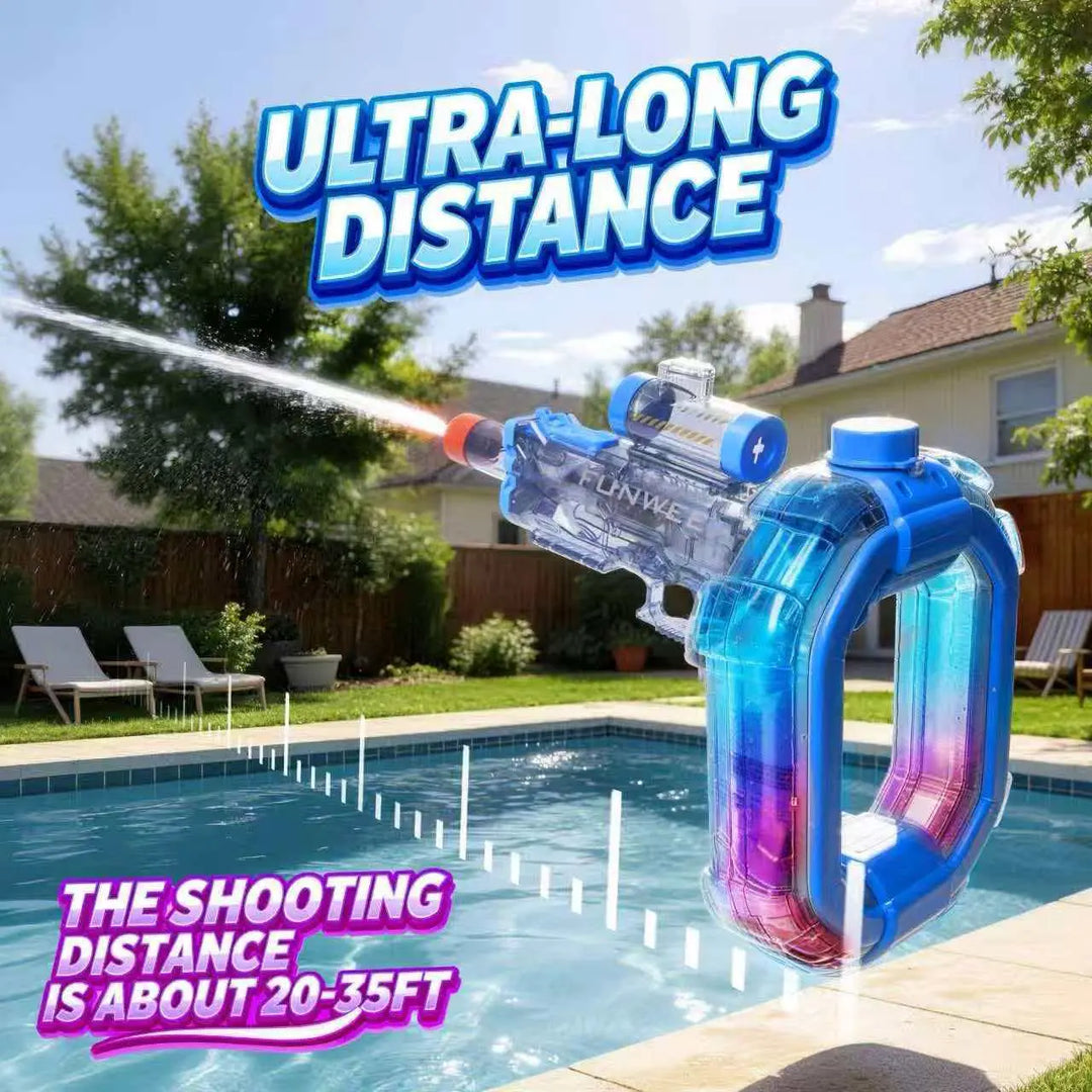 🔫Electric Automatic Water Blaster with Lights & Sound Effects, 26oz for circle, 12oz standard, up to 19 ft range