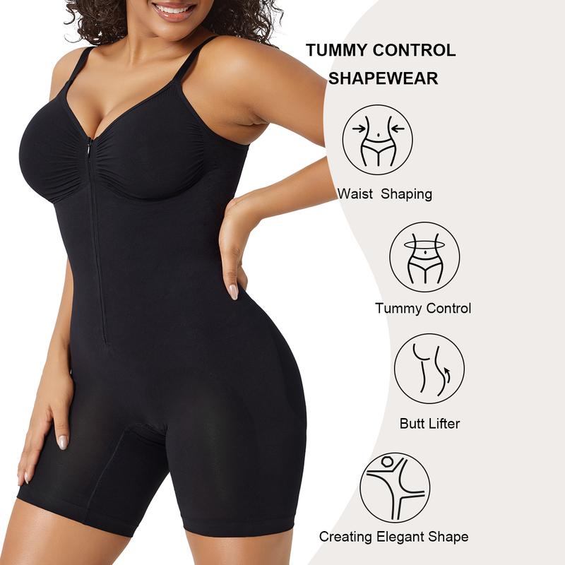 💐60% OFF 👗Women's Zip-Up Tummy Control Bodysuit – Ultra Stretch Breathable Mesh, Comfort Fit
