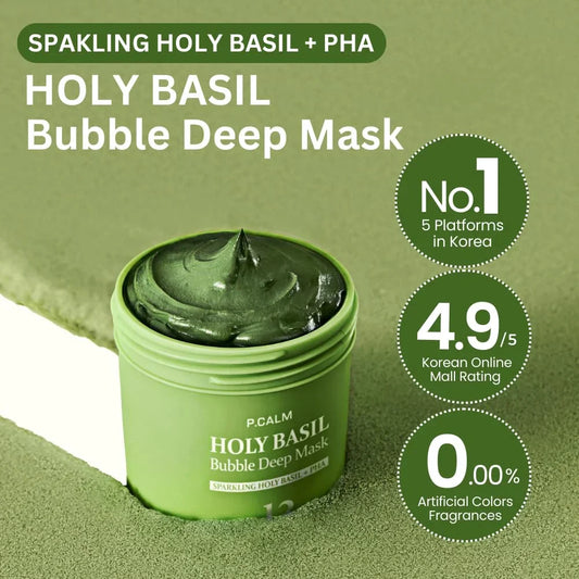 P.CALM Holy Basil Carbonated Mask: Deep Pore Cleanser, Blackhead & Sebum Control