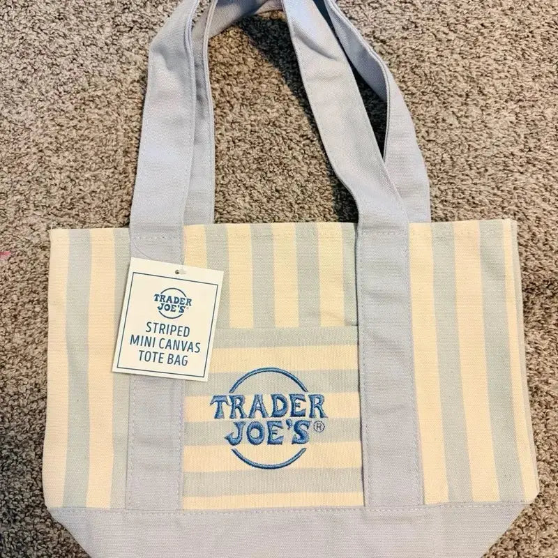 Striped Canvas Tote Bag - Cute Versatile Reusable Handbag