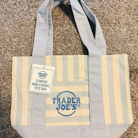 Striped Canvas Tote Bag - Cute Versatile Reusable Handbag