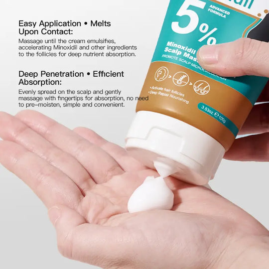 [BUY 1 GET 1 FREE]5% Minoxidil Hair Growth Scalp Massage Cream for Men & Women with Keratin & Ginger Extract – Prevents Hair Loss, Repairs Follicles, Promotes Fast Regrowth & Strengthens Hair Roots