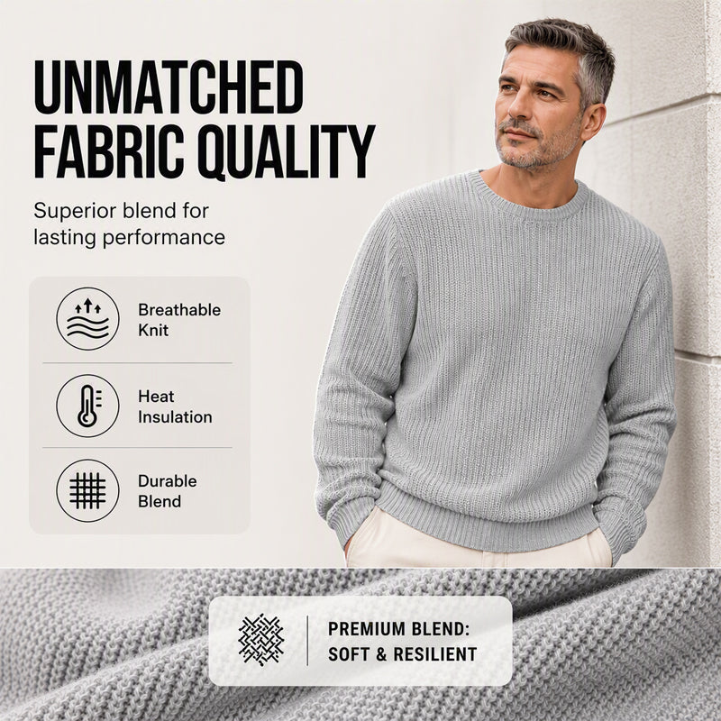 ✨Timeless Comfort | Men's Soft Crew-Neck Sweater with Ribbed Hem