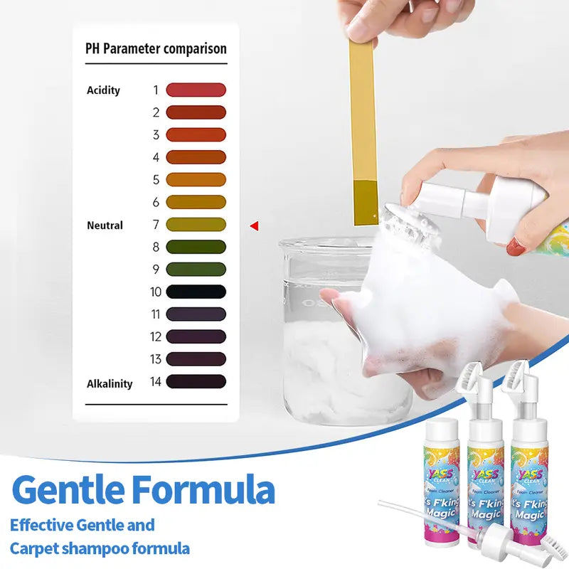 F'king Magic Fabric and Upholstery Foam Cleaner 3PACK 200ML Removes Stains With Carpet Cleaner Brush，Effectively Removes Stains And Odours Caused By Pets From Carpets And Upholstery