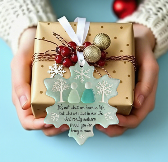 🌊Decoración de la amistad con vidrio marino en forma de copo de nieve❄✨ ¡Moldeado por la naturaleza y elaborado a mano!