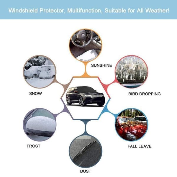 ❄️☀️ 50% OFF! Windshield Anti-Snow & Anti-Frost Cover with Mirror Protection – Ready-to-Drive in Any Weather!