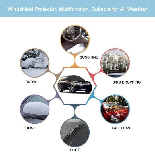 ❄️☀️ 50% OFF! Windshield Anti-Snow & Anti-Frost Cover with Mirror Protection – Ready-to-Drive in Any Weather!
