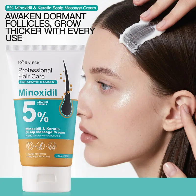 [BUY 1 GET 1 FREE]5% Minoxidil Hair Growth Scalp Massage Cream for Men & Women with Keratin & Ginger Extract – Prevents Hair Loss, Repairs Follicles, Promotes Fast Regrowth & Strengthens Hair Roots