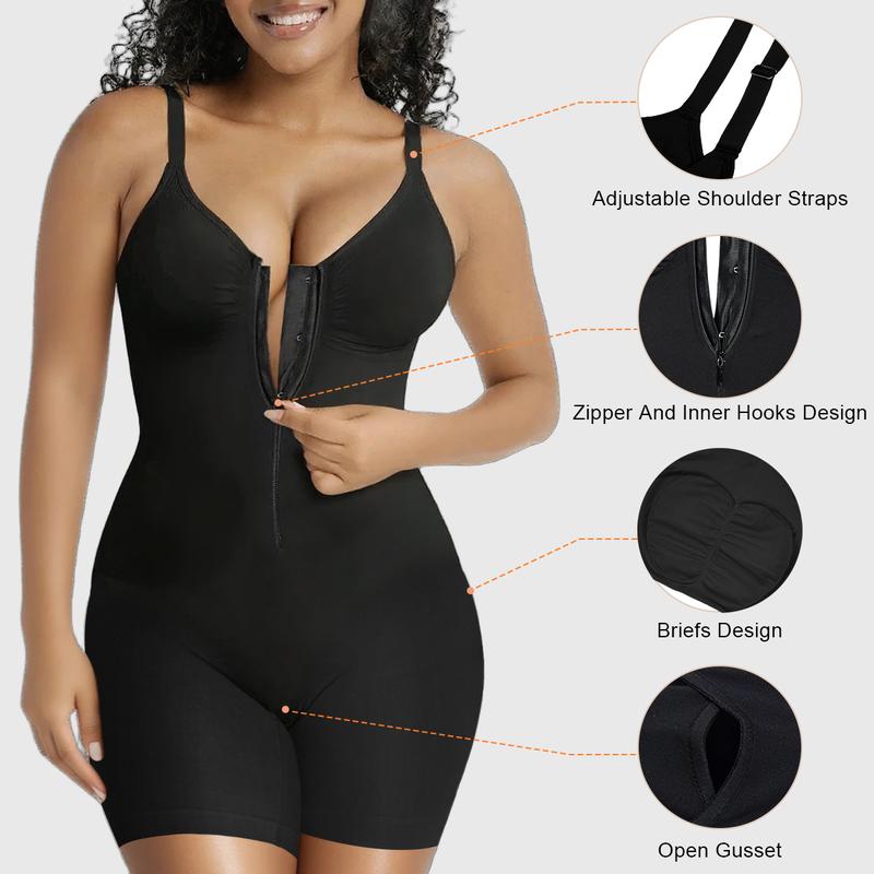 💐60% OFF 👗Women's Zip-Up Tummy Control Bodysuit – Ultra Stretch Breathable Mesh, Comfort Fit