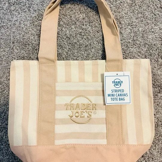 Striped Canvas Tote Bag - Cute Versatile Reusable Handbag