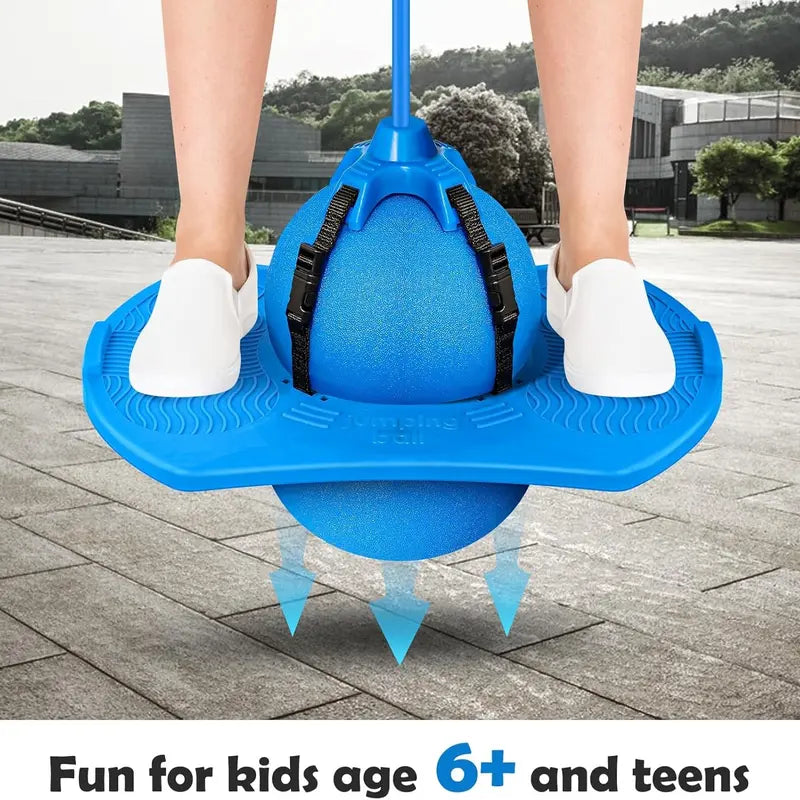 Pogo Jumper with Handle and Ball Pump, High-Bounce Trick Board Pogo Ball Toy with Safety Features, Fun Jumping Toy for Kids, Boys, Girls and Adults