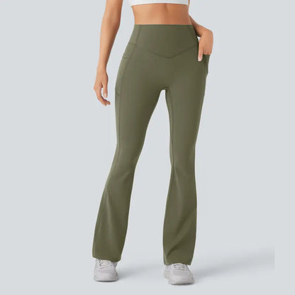 High Waisted Scrunch Butt Lifting Tummy Control Pocket Shaping Yoga Bootcut Leggings