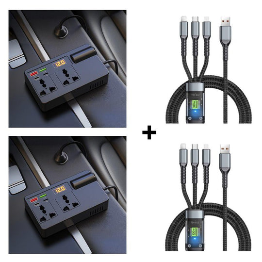 ⚡🔋Portable Car Inverter 12V/24V to 220V with Digital Display