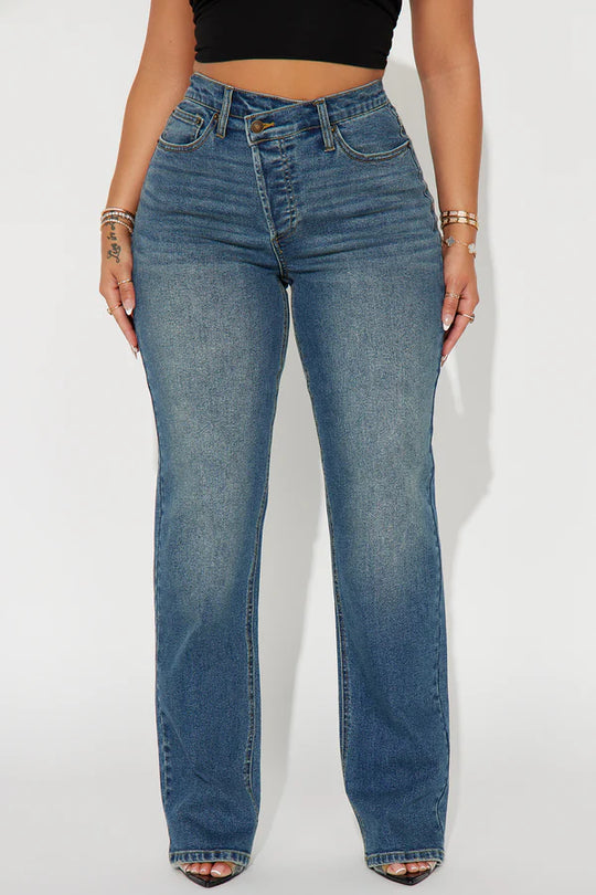 👖50% OFF NOW! ✨ Tall In Sync Stretch Crossover Straight Leg Jeans - Dark Wash