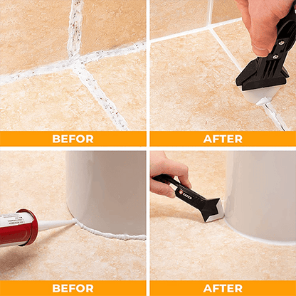 🔧 BUY 1 GET 1 FREE! ✨ 3-in-1 Ultimate Caulking Tool - Professional Sealant Finishing Kit for Perfect Smooth Joints Every Time 🛠️✨