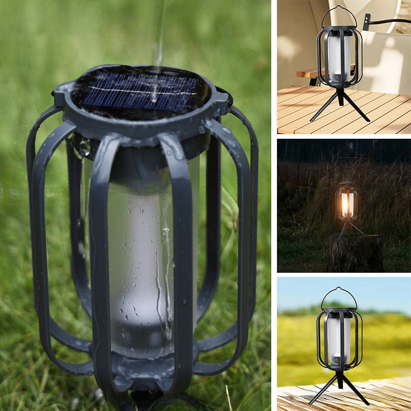 BougeRV 9 inch Solar lantern outdoor light with base, solar lantern outdoor waterproof light