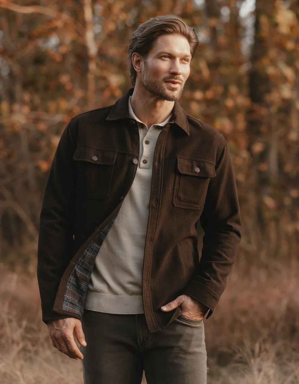 Met flanel gevoerd werkkledingjack in marineblauwe ruit