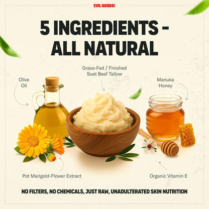 Whipped Butter and Manuka Honey Organic Nourishing Face Cream, Body Lotion, Lip Balm
