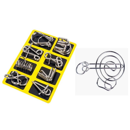 🔥Last day 50% Off 🔥Metal Puzzle Ring Eight-Piece Blue Version Brain Teasers，Developing the human brain