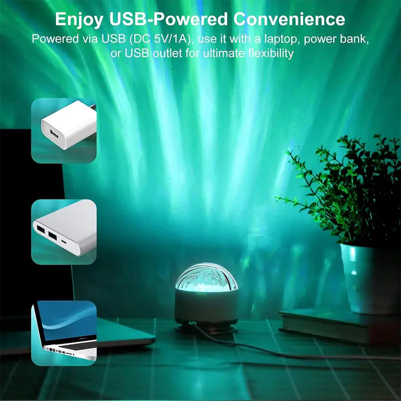 7 Color Star Projector Light with Music Rhythm, Ocean Wave & 3D Water Ripple Effects