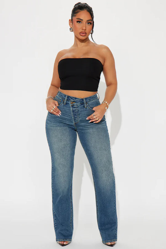 👖50% OFF NOW! ✨ Tall In Sync Stretch Crossover Straight Leg Jeans - Dark Wash