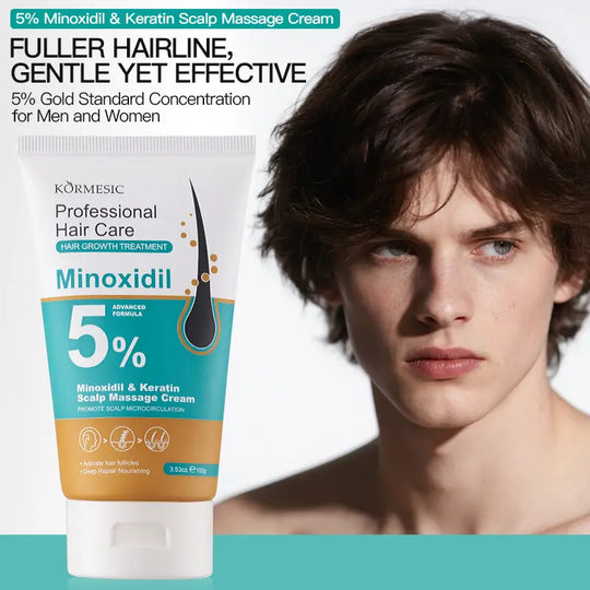 [BUY 1 GET 1 FREE]5% Minoxidil Hair Growth Scalp Massage Cream for Men & Women with Keratin & Ginger Extract – Prevents Hair Loss, Repairs Follicles, Promotes Fast Regrowth & Strengthens Hair Roots