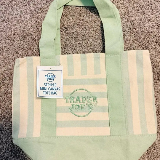 Striped Canvas Tote Bag - Cute Versatile Reusable Handbag