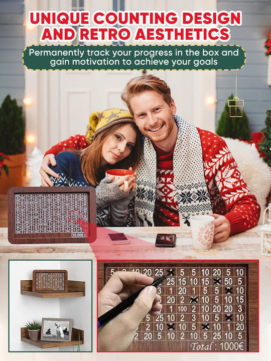 📢📢50% POPUSTA!! ⏰Drvena kasica u retro stilu s brojačem, ručno izrađena kasica za uštedu novca