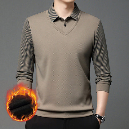 🎁 Hot Sale🔥Striped Lapel Fake Two-Piece Shirt