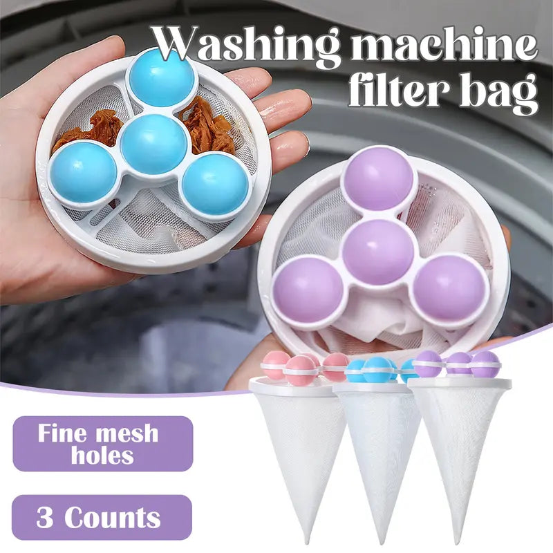 🧺🧦3 Counts Washing Machine Filter Bag