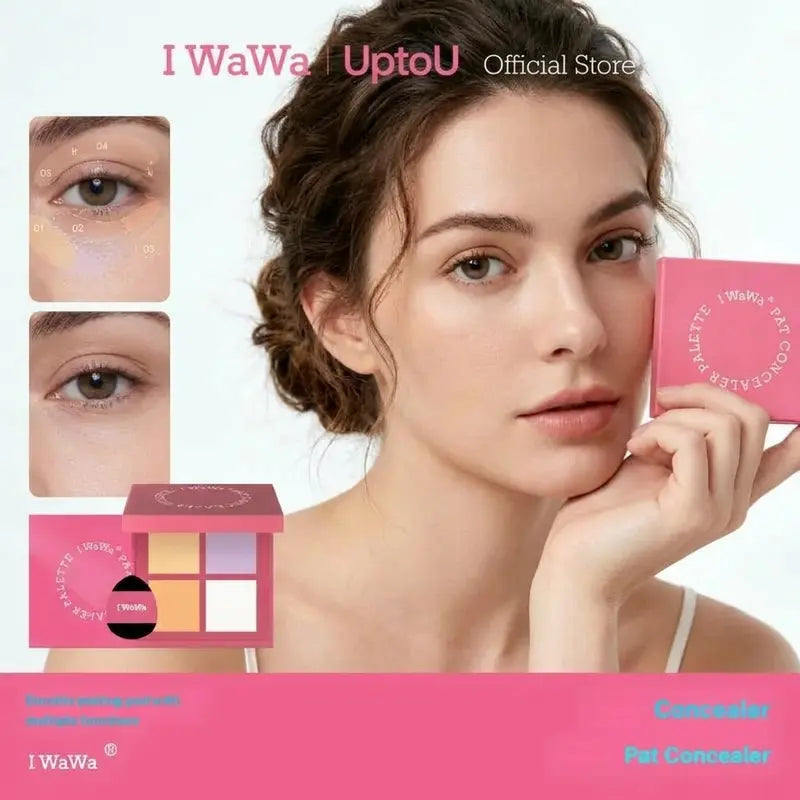 【I WaWa】 A Color Correcting Concealer Palette, 4 Shades, for Brightening and Defining, Hides Dark Circles and Dark Spots