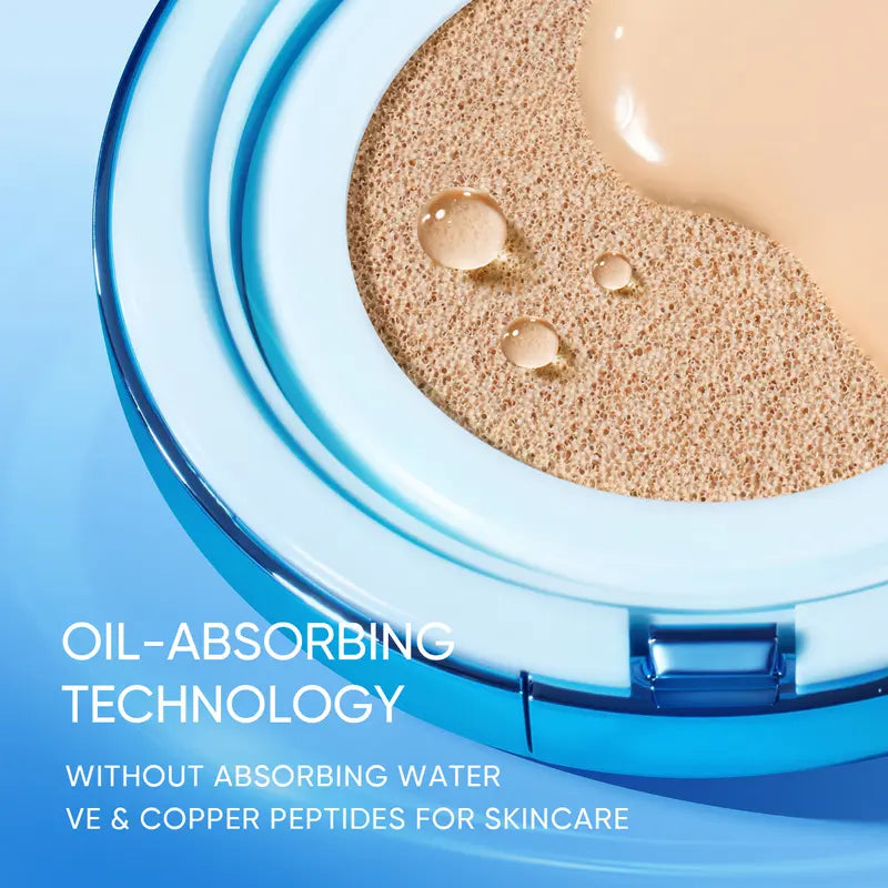 [New Shade Launch] SKINTIFIC Velvet Matte Cushion Foundation Blue Ultra Cover Powder Foundation, 12h Oil-Control, Lightweight, Long-Lasting, Waterproof Korean Cushion Makeup