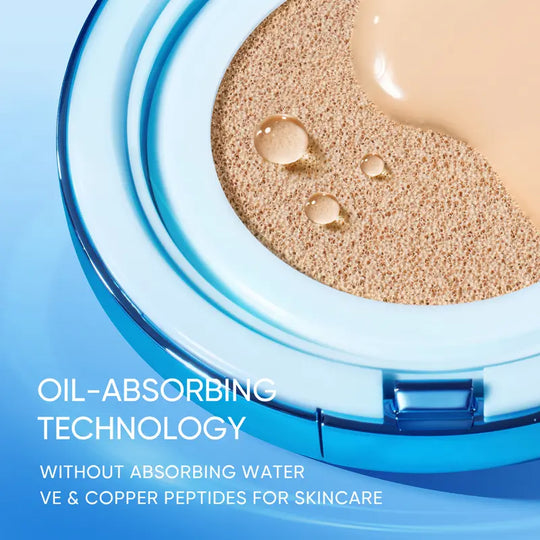 [New Shade Launch] SKINTIFIC Velvet Matte Cushion Foundation Blue Ultra Cover Powder Foundation, 12h Oil-Control, Lightweight, Long-Lasting, Waterproof Korean Cushion Makeup